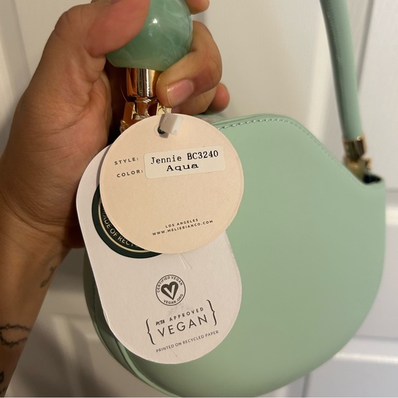 NWT Melie Bianco Vegan Leather Aqua Blue Small Hand Crossbody Bag - Picture 8 of 8